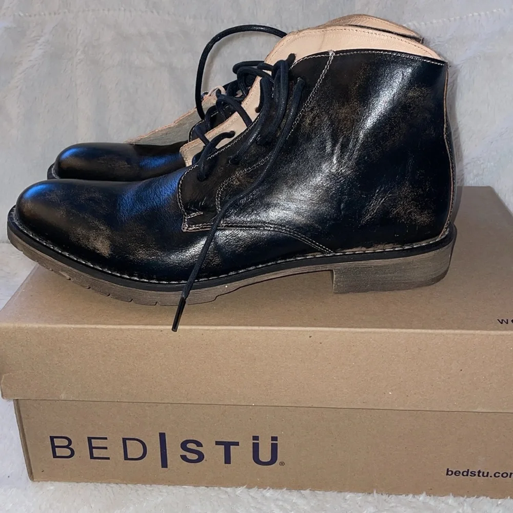 NWT BED|STU Hoover II Mens Black Handwash Leather Lace Up Casual Dress Boots - Picture 7 of 10